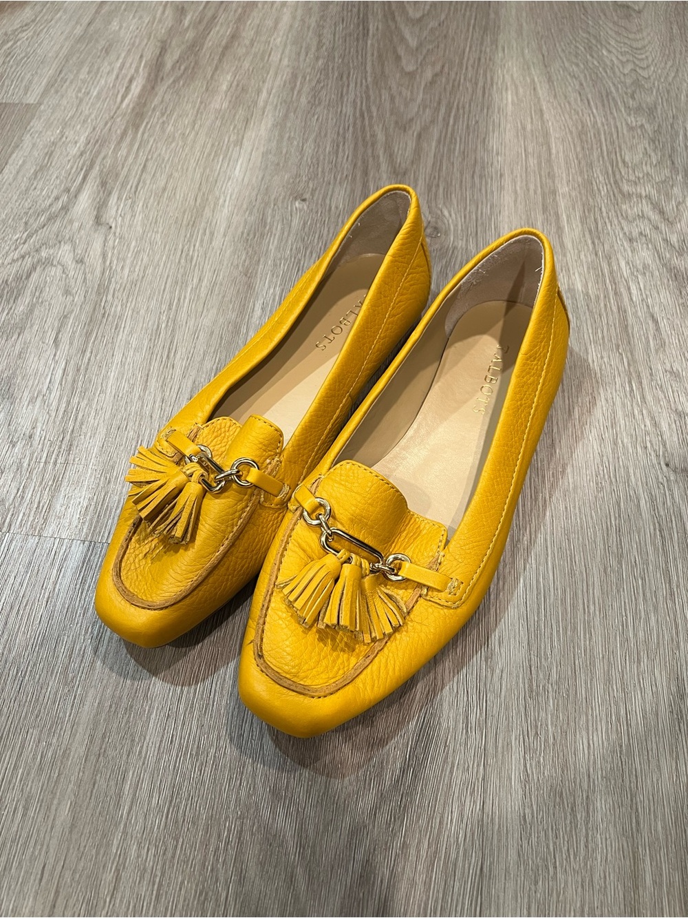 Talbots Bright Yellow Leather Tassel Loafers